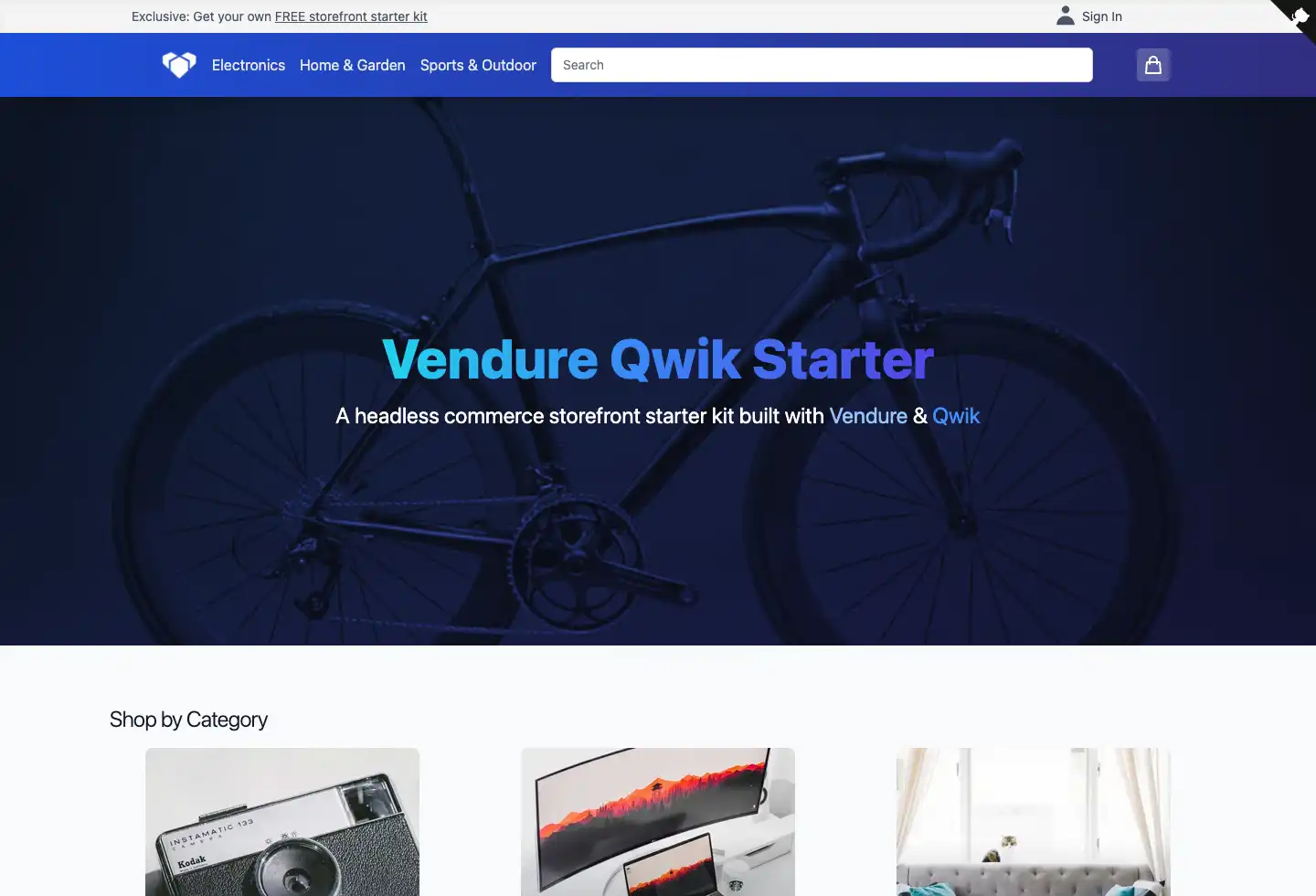 Vendure Qwik Storefront